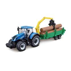 Bburago Trakt New Holland T7.315 z drewnem 10cm -niebies - 1