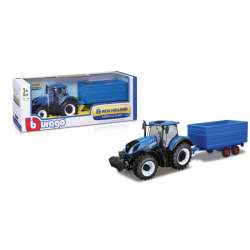 Bburago 1:32 Traktor New Holland z przyczepą niebieską - 1