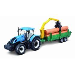 Bburago Traktor 1:50 New Holland z przyczepą do drewna - 1