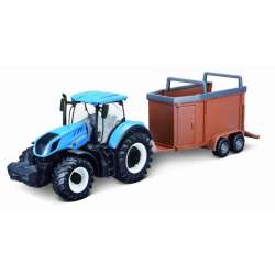 Bburago Traktor 1:50 New Holland z przyczepą dla zwierzą - 1