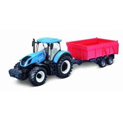 Bburago Traktor 1:50 New Holland z przyczepą pomarańczow - 2